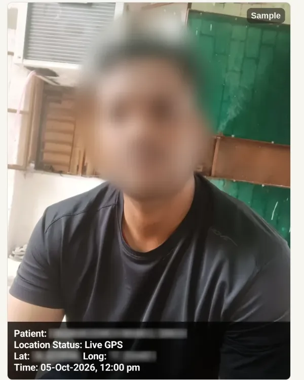 Sample geotagged photo clicked by Dr Bhasin's Lab staff with patient details and location blurred