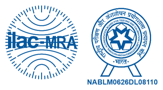 ILAC MRA and NABL accreditation mark, certificate NABLM0626DL08110