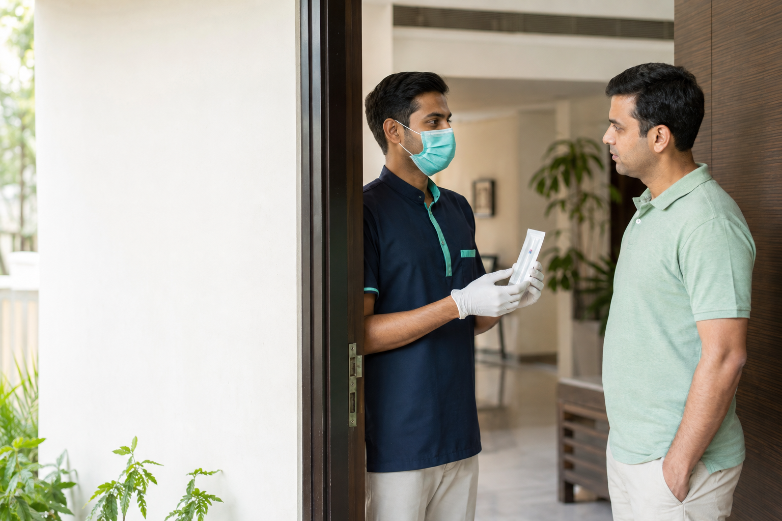 Professional home respiratory swab collection consultation